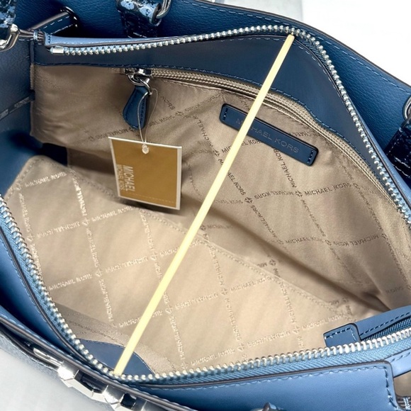 Michael Kors Large Reed Satchel Crossbody Bag & Matching Snap Wallet Denim - Picture 8 of 14